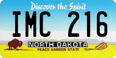 ND license plate IMC216