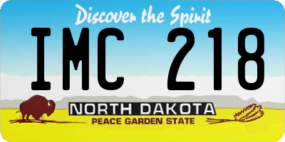 ND license plate IMC218