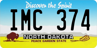 ND license plate IMC374