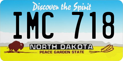 ND license plate IMC718