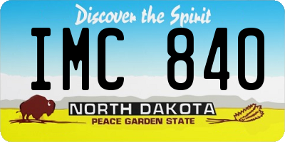 ND license plate IMC840