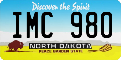 ND license plate IMC980