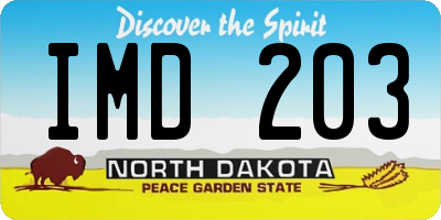 ND license plate IMD203
