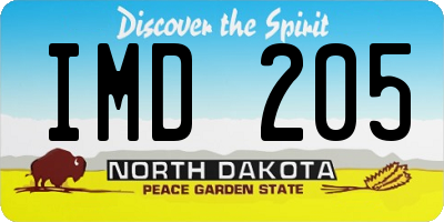 ND license plate IMD205