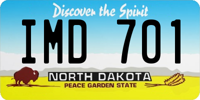 ND license plate IMD701