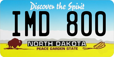 ND license plate IMD800