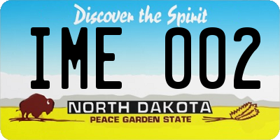 ND license plate IME002