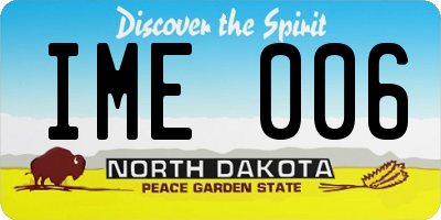 ND license plate IME006
