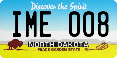 ND license plate IME008