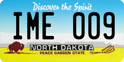 ND license plate IME009