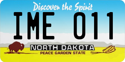 ND license plate IME011