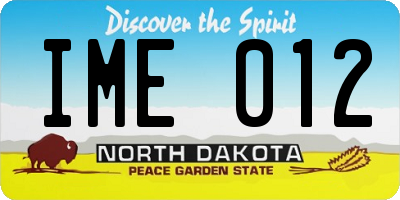 ND license plate IME012