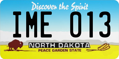 ND license plate IME013