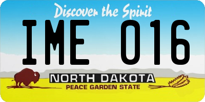 ND license plate IME016