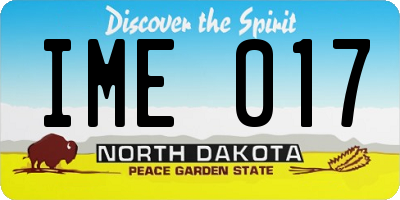 ND license plate IME017