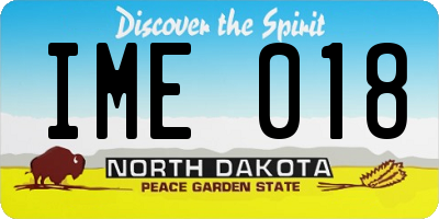 ND license plate IME018