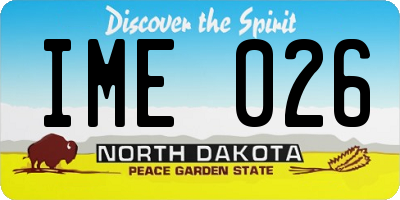 ND license plate IME026