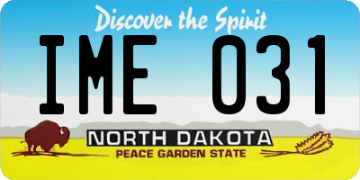 ND license plate IME031