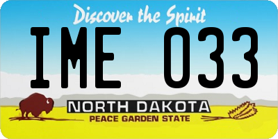 ND license plate IME033