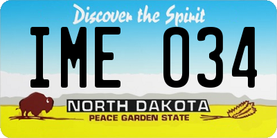ND license plate IME034