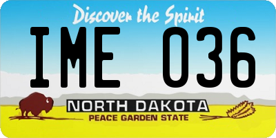ND license plate IME036
