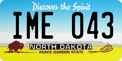 ND license plate IME043