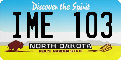 ND license plate IME103