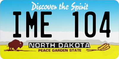 ND license plate IME104