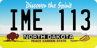 ND license plate IME113