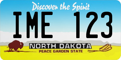 ND license plate IME123