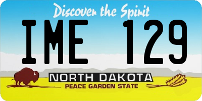 ND license plate IME129