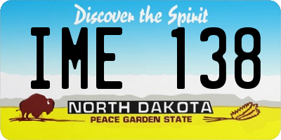 ND license plate IME138
