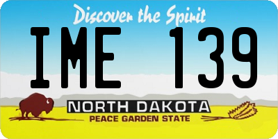 ND license plate IME139