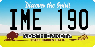 ND license plate IME190