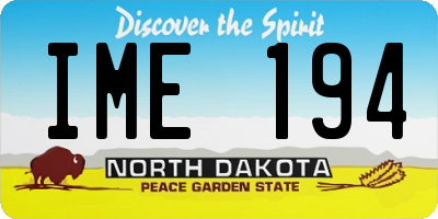 ND license plate IME194