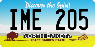 ND license plate IME205