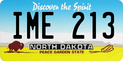 ND license plate IME213