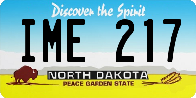 ND license plate IME217