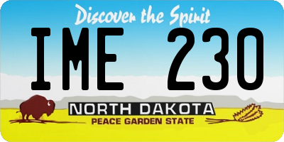 ND license plate IME230