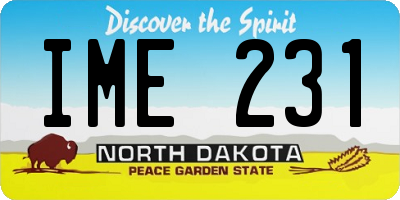ND license plate IME231