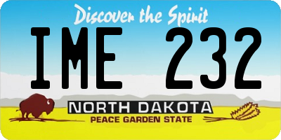 ND license plate IME232