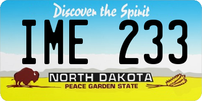 ND license plate IME233