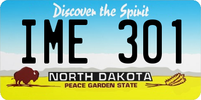 ND license plate IME301