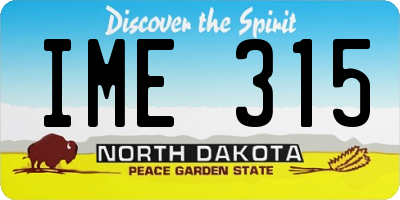 ND license plate IME315