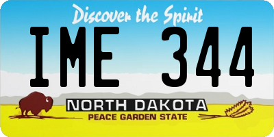 ND license plate IME344