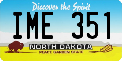 ND license plate IME351