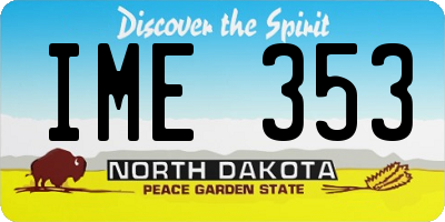 ND license plate IME353