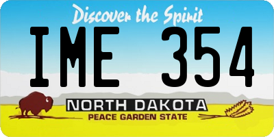 ND license plate IME354