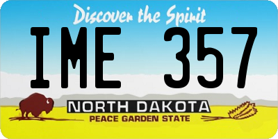 ND license plate IME357
