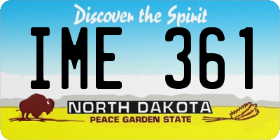 ND license plate IME361